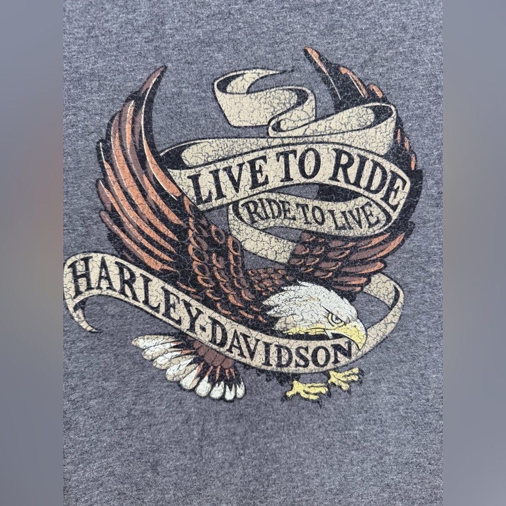 Harley-Davidson “Live To Ride Ride To Live” Grey Short Sleeve T-Shirt Size Small